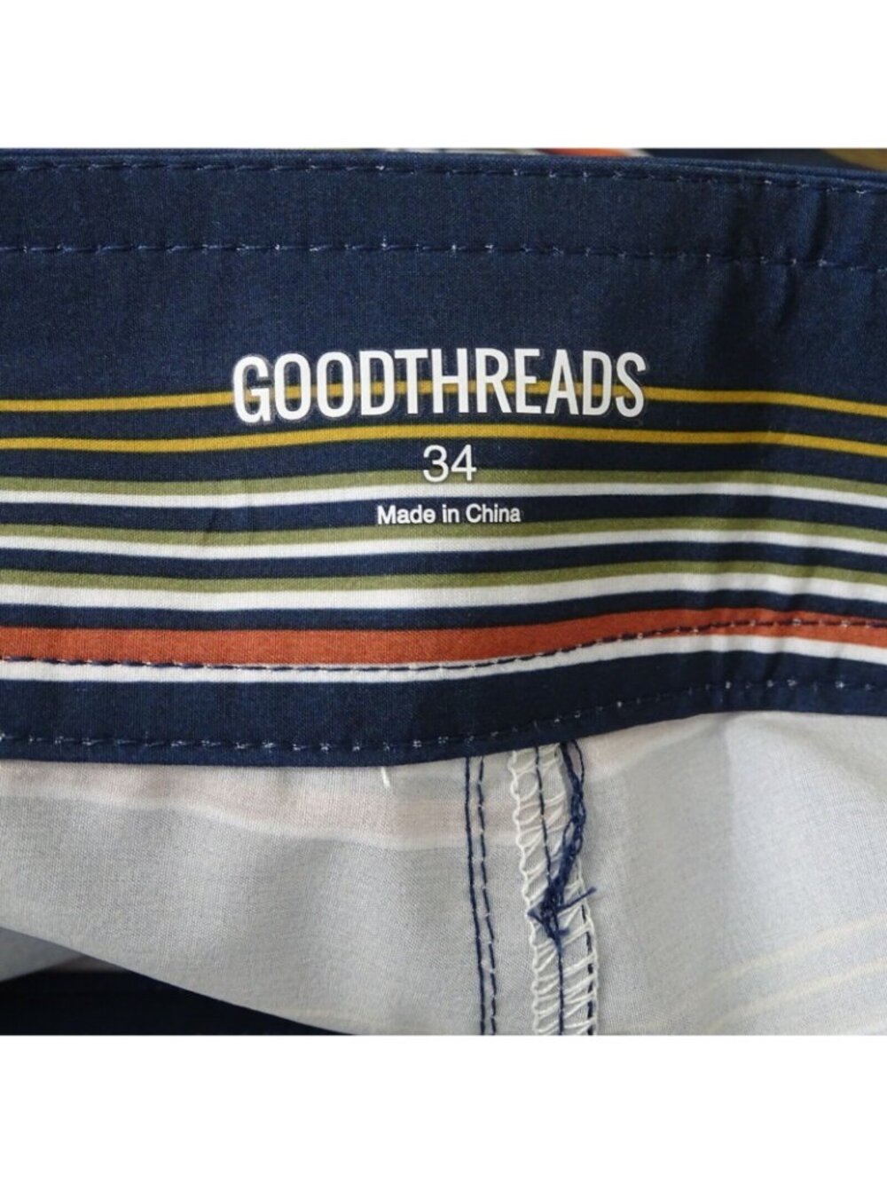 Goodthreads Swim Trunk Boardshorts Men Size 34 Blue Stripe 9 in Beach Summer NEW - Picture 4 of 5